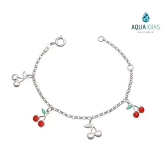 Pulseira Infantil com alongador cerejas prata 925
