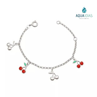 Pulseira Infantil com alongador cerejas prata 925