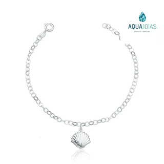 Pulseira feminina prata 925 1 concha pendente