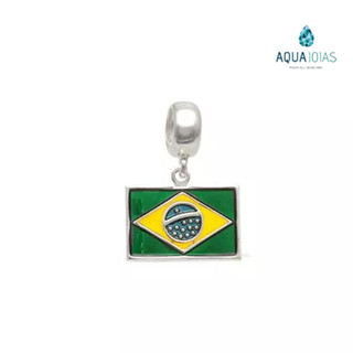 Berloque bandeira do Brasil prata 925