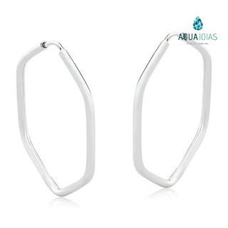 Argolas Hexagono Prata 925 12mm