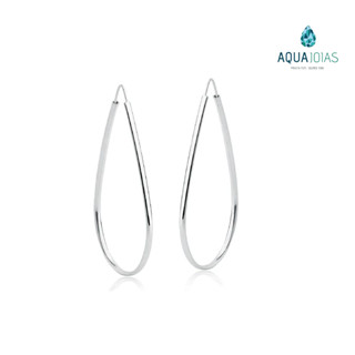 Brinco Argola Gota 32mm Prata 925 Legítima