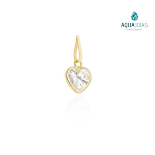 Pingente em ouro 18k pedra zircônia coração 5mm