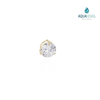 Pingente ponto de Luz em ouro 18k redondo 6mm galeria zircônia