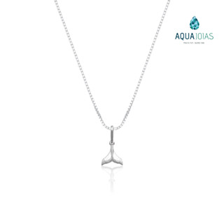 Colar pingente medalha rabo de baleia Prata 925 45cm
