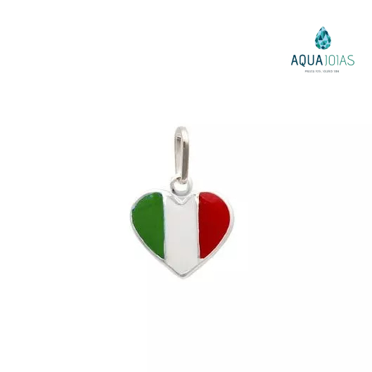 Pingente bandeira Itália em formato de coração prata 925 em Oferta na Shopee