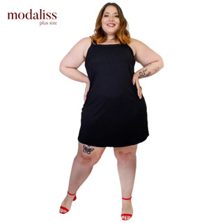 Vestido Plus Size Curto De Alças Malha Canelado 46 ao 60