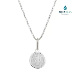Colar cordão medalha são bento 15mm prata 925 legitima