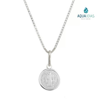 Colar cordão medalha são bento 15mm prata 925 legitima
