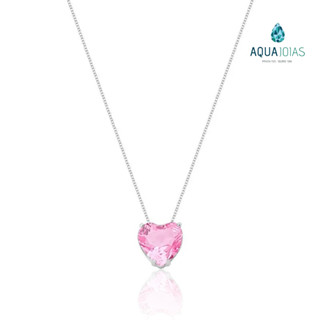 Cordão com pingente de coração rosa veneziana 45cm galeria