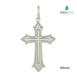 Pingente cruz detalhada 4cm prata 925