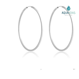 Argola Redonda Fio Quadrado 41mm Prata 925