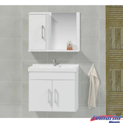 Conjunto Dubai gabinete de banheiro com pia e espelheira