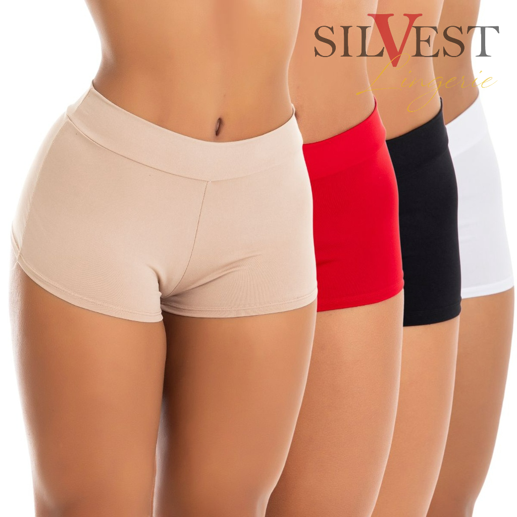 Kit 4 Calcinhas Shorts Cuecas Boxer Feminina Shortinho | 11