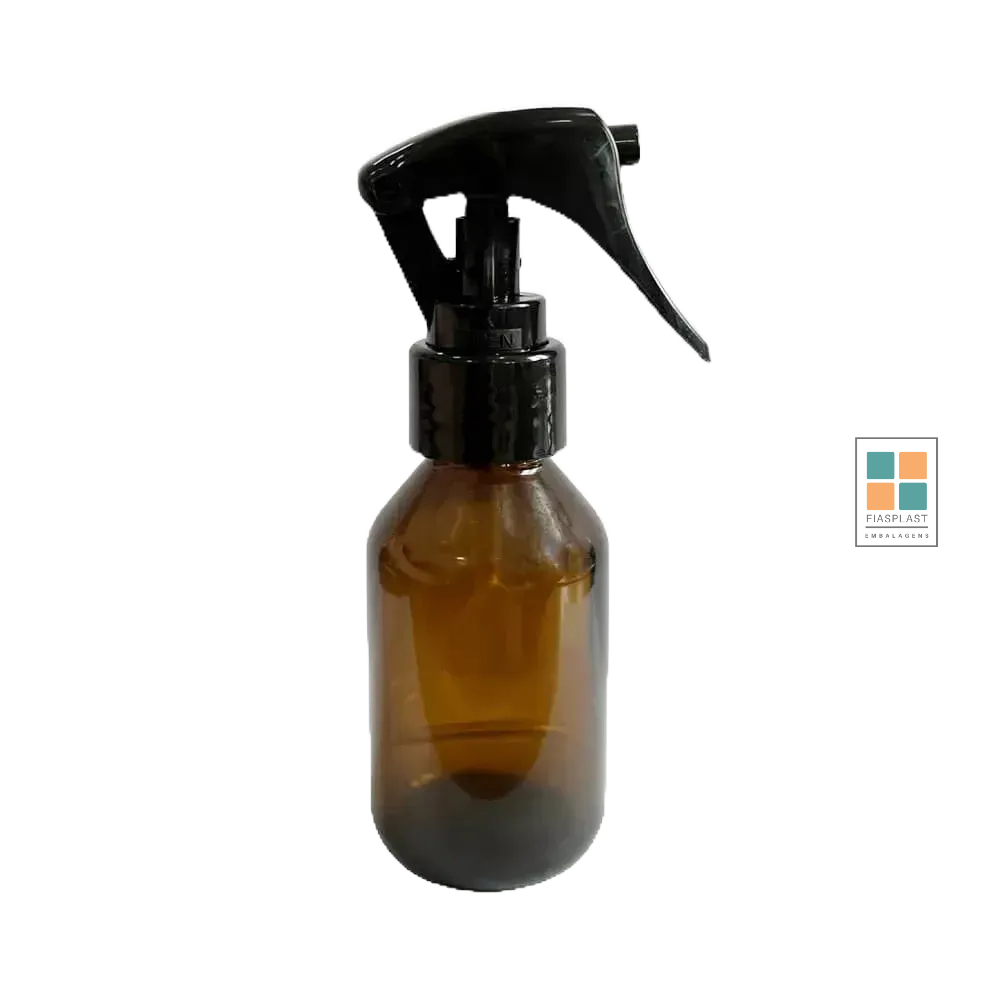 Frasco Borrifador de Vidro Âmbar Com Mini Gatilho 60ml (5 Unidades)