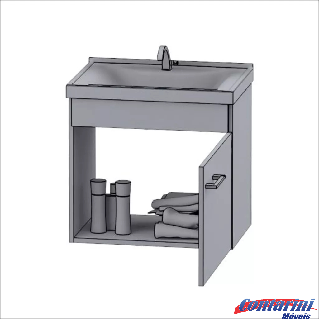 Detalhes do Gabinete para banheiro Omini MDF com cuba e SEM espelheira