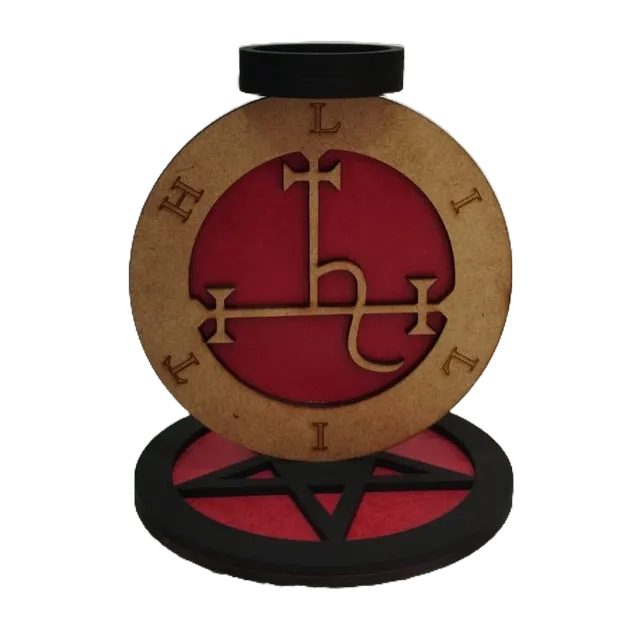 Porta Vela Castiçal lilith satanas pentagrama Suporte Rechaud para Altar Wicca Bruxa lucifer MDF hecate triskle goetia