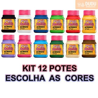 12x Tinta Para Artesanato Pva Acrilex 37ml Escolha As Cores Pelo Chat em Oferta na Shopee