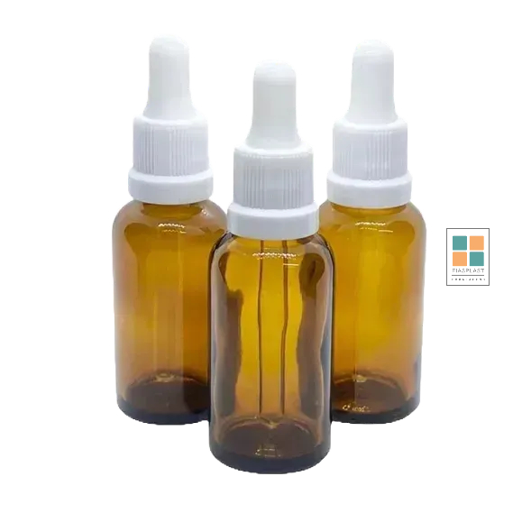 Frasco de Vidro Âmbar Com Conta Gotas 30ml (50 Unidades)