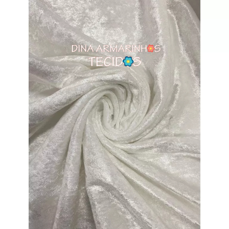 Tecido Veludo Molhado Branco 1,50mt de Largura