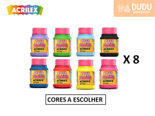8x Tinta Para Artesanato Pva Acrilex 37ml (escolha As Cores) em Oferta na Shopee