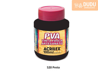 Tinta Fosca Artesanato Pva 100ml - Preto 520 - Acrilex em Oferta na Shopee