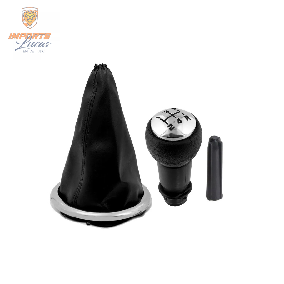 Kit Manopla Bola De Cambio + Coifa Cambio Aro Cromado Citroen C3 2004 2005 2006 2007 2008 2009 2010