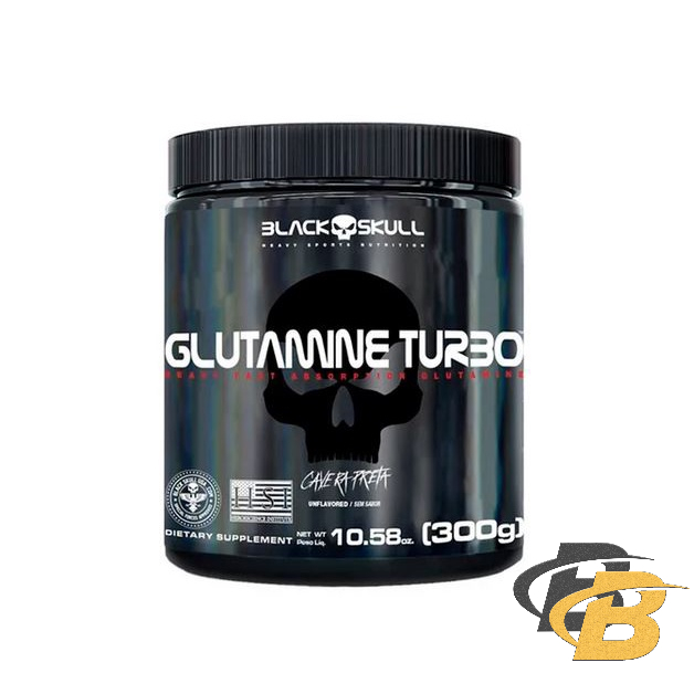 Glutamina Turbo - 300g - Caveira Preta Black Skull