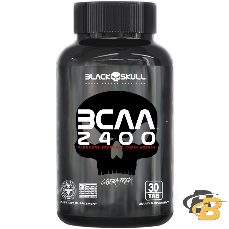 Aminoácido Bcaa 2400mg - 30 Tabletes - Caveira Preta Black Skull - Health
