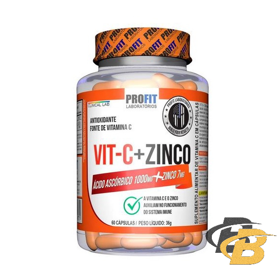 Vitamina C Vit C 1000mg + Zinco Saúde Imunológica 60 Cápsulas Profit - Health
