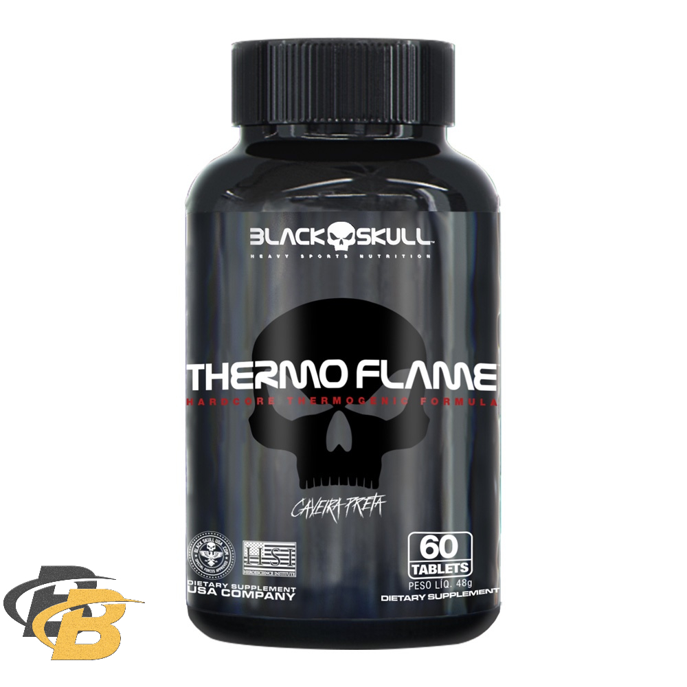 Thermo Flame Termogenico - 60 tabletes - Black Skull em Oferta na Shopee