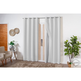 Cortina Blackout PVC com Voil 2,80m x2,30m Veda a Luz