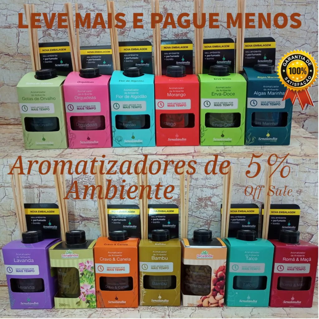 Difusor de Aromas 280ml Aromatizador com Varetas Cheirinho Casa Ambiente Perfumado Sala Quarto Lavabo Decoração