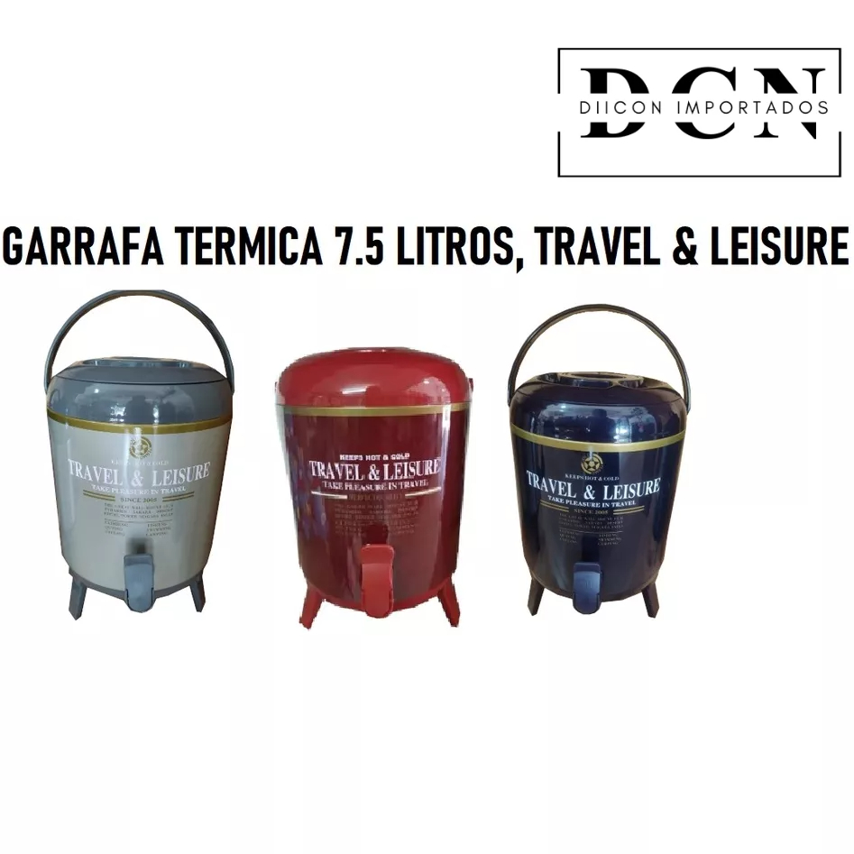 Garrafa Térmica 7.5 Litros Modelo Botijão com Alça e Pés, TRAVEL e LEISURE