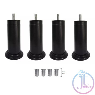 Kit 4 Pé Cama Box Preto Plástico Fixo Rosca 5/16 + Bucha Americana