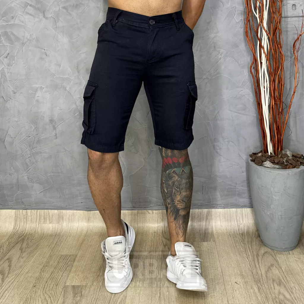 Bermuda Sarja Masculina Cargo Brim Bermuda com Varios Bolsos em Oferta na Shopee