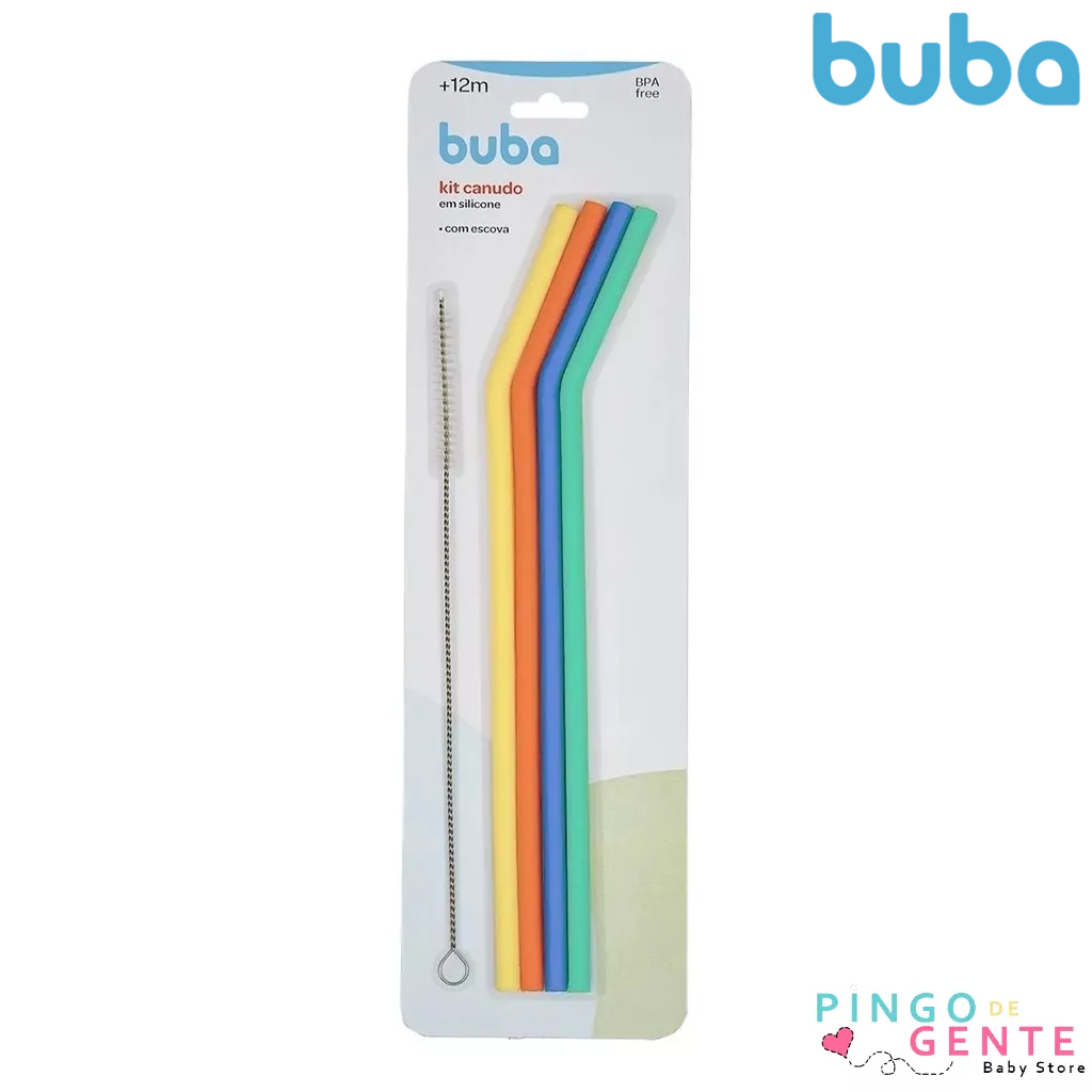 Canudos Coloridos Silicone Macio Reutilizáveis + Escova Buba