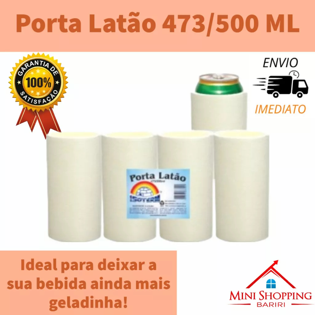 Porta Latão 473ml Isopor Kit 4 Unidades – Porta Cerveja Térmico, Cooler, Churrasco, Praia porta latão 473ml, porta latão