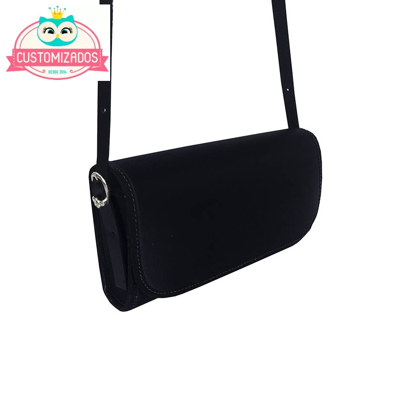 Clutch Bolsa Carteira Bolsinha Preta Transversal Infantil Meninas Moda em Cetim Para Customização Aplicação em Pérolas