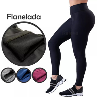 Calça Legging Flanelada Forrada Grossa Térmica Peluciada Cintura Alta Academia Casual