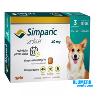 Simparic 40mg Para Caes 10 a 20kg Kit Com 3 Comprimidos em Oferta na Shopee