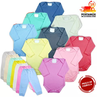 Kit Roupa De Bebe 8 Pçs Body Manga longa E Mijão Barato Enxoval