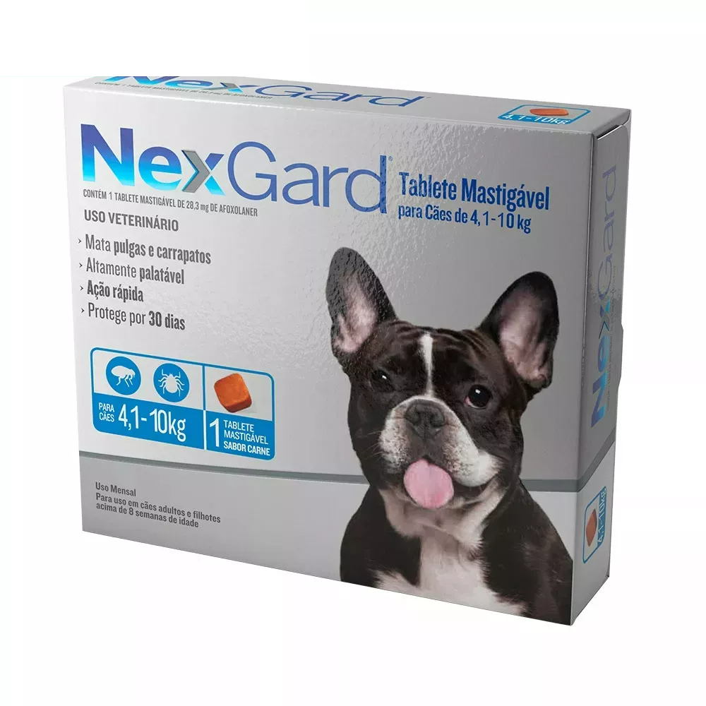 Antipulgas e Carrapatos Nexgard Cães 4,1 a 10kg 1 comprimido - Pets