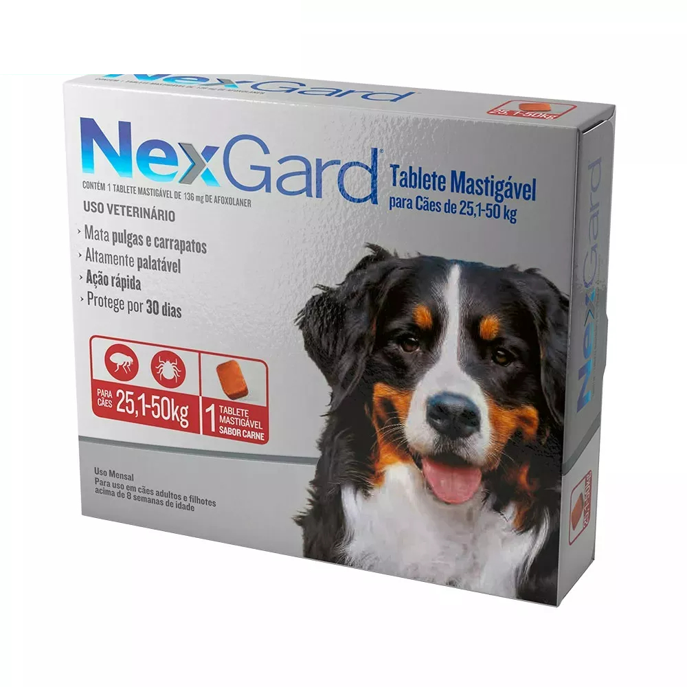 Nexgard Antipulgas e Carrapatos Cães 25,1 a 50kg 1 comprimido - Pets
