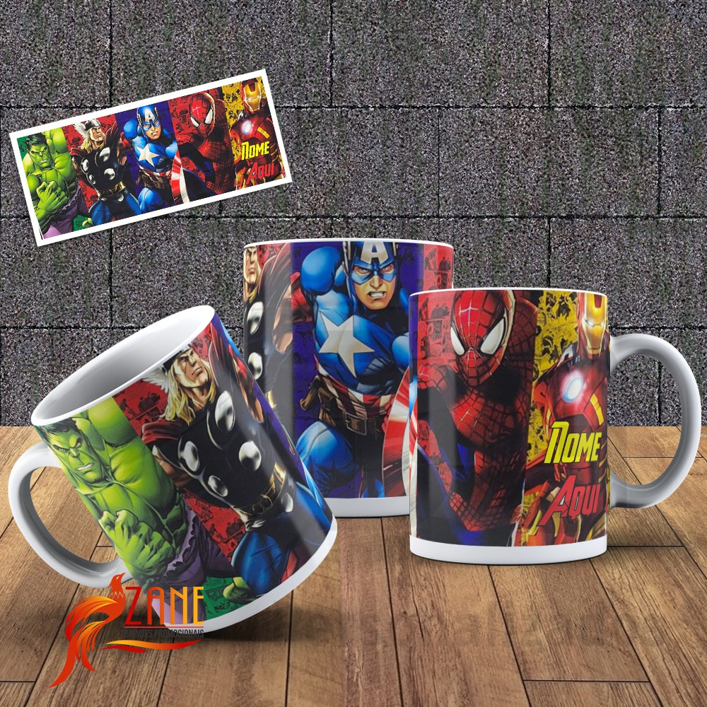 Caneca Polímero Super Heróis Marvel Personalizada em Oferta na Shopee