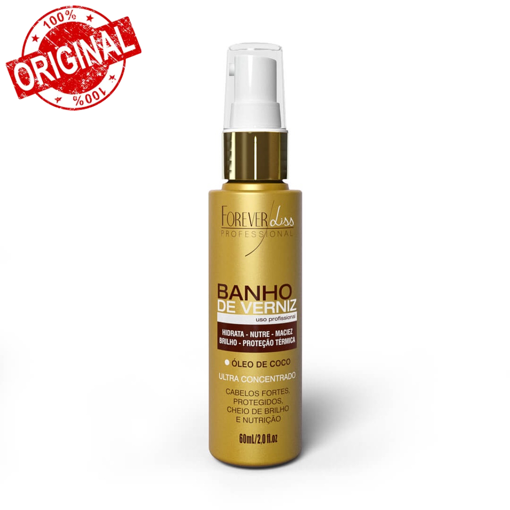 Óleo de Coco Banho de Verniz 60ml Sérum Anti-frizz Brilho Intenso - Proteção Térmica em Oferta na Shopee