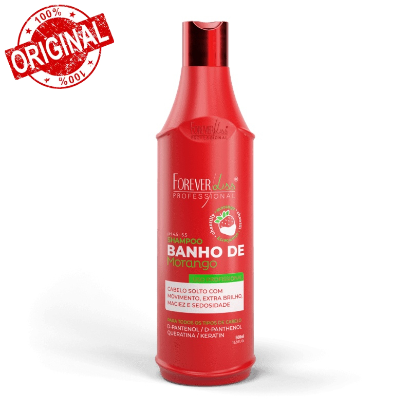 Shampoo Banho de Verniz Morango Forever Liss 500ml Brilho e Hidratação