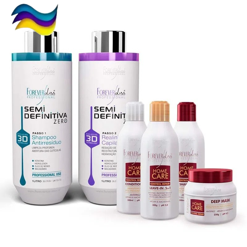 Kit Nova Escova Semidefinitiva Zero 2x900ml com Kit Pós Progressiva Forever Liss