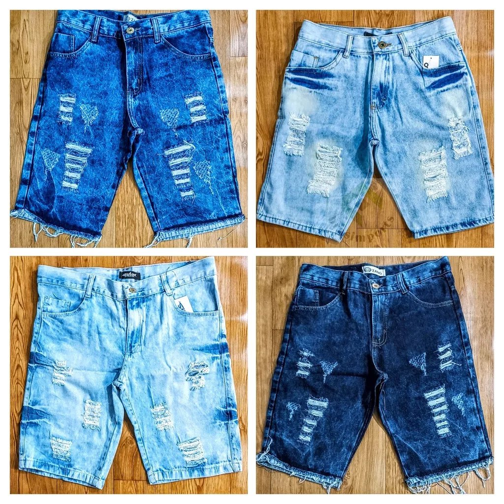 Bermudas Masculinas Jeans Destroyed Estilo Moda Homem
