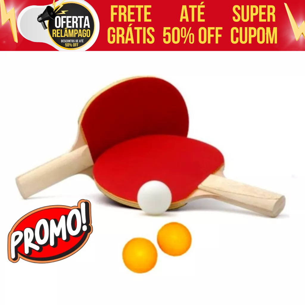 Kit Tênis De Mesa Ping Pong 2 Raquete 3 Bolas